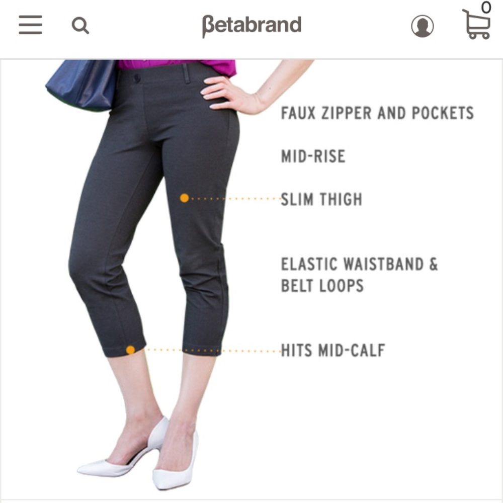 Betabrand Dress Pant Yoga Pant Crops-charcoal
